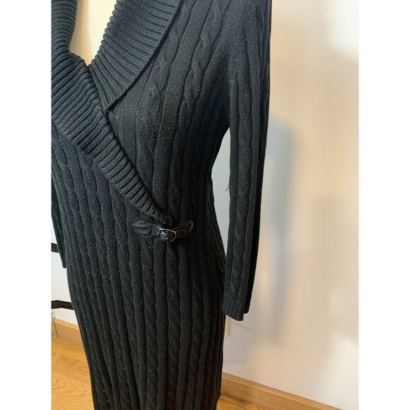 Calvin Klein Sweater Dress Black Color Size Large Long Sleeves Knit For Women - Picture 2 of 5